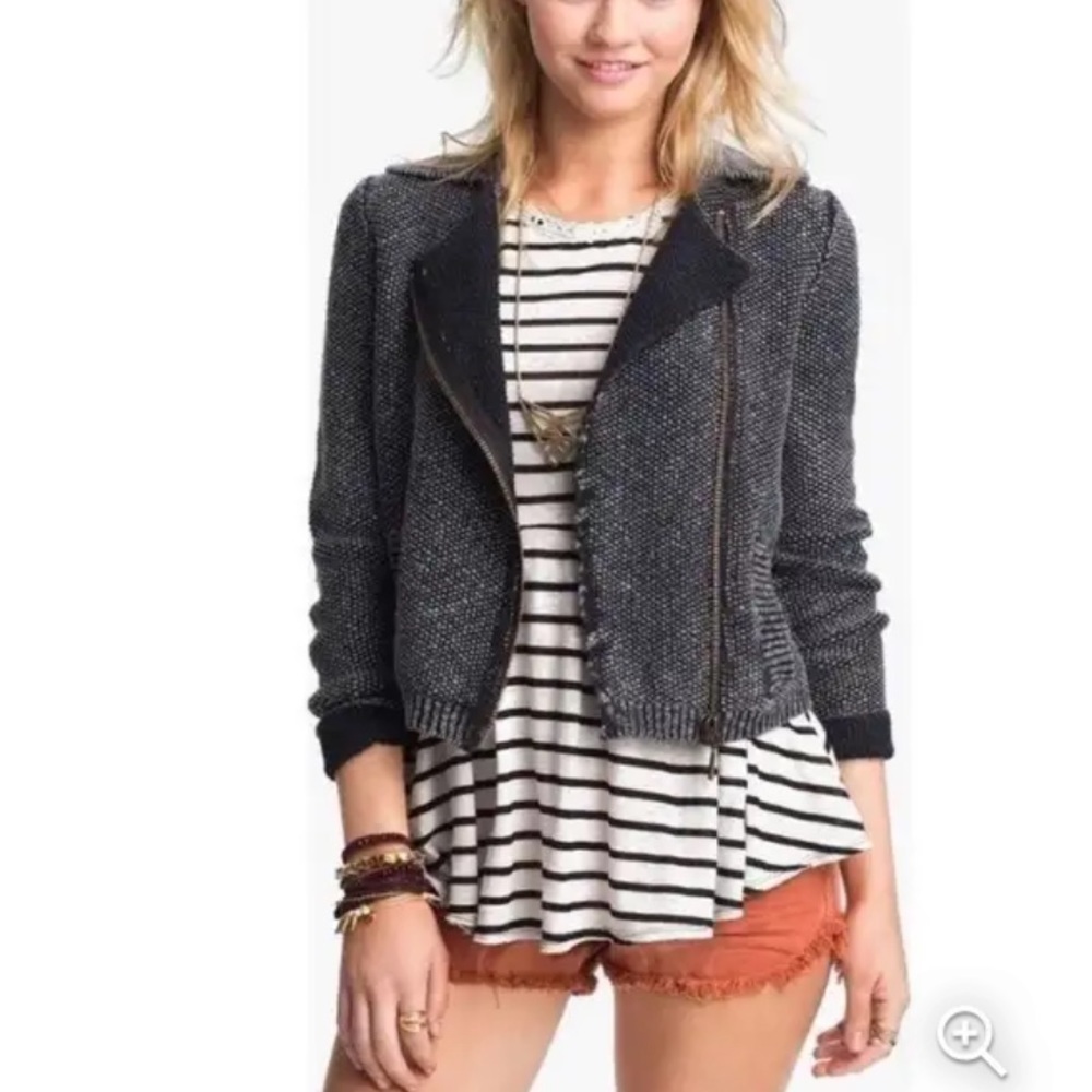 FREE PEOPLE Warm & Cool Knit Moto Jacket - Picture 2 of 13